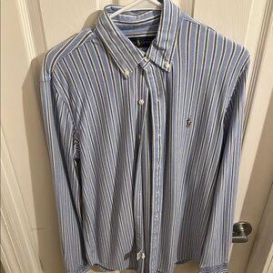 Ralph Lauren Blue and White Casual Button Down Shirt